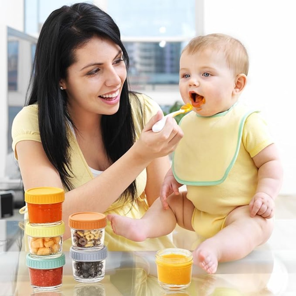 Baby Food Storage Jar - 6 stuks glazen babyvoedingspotjes, herbruikbaar met