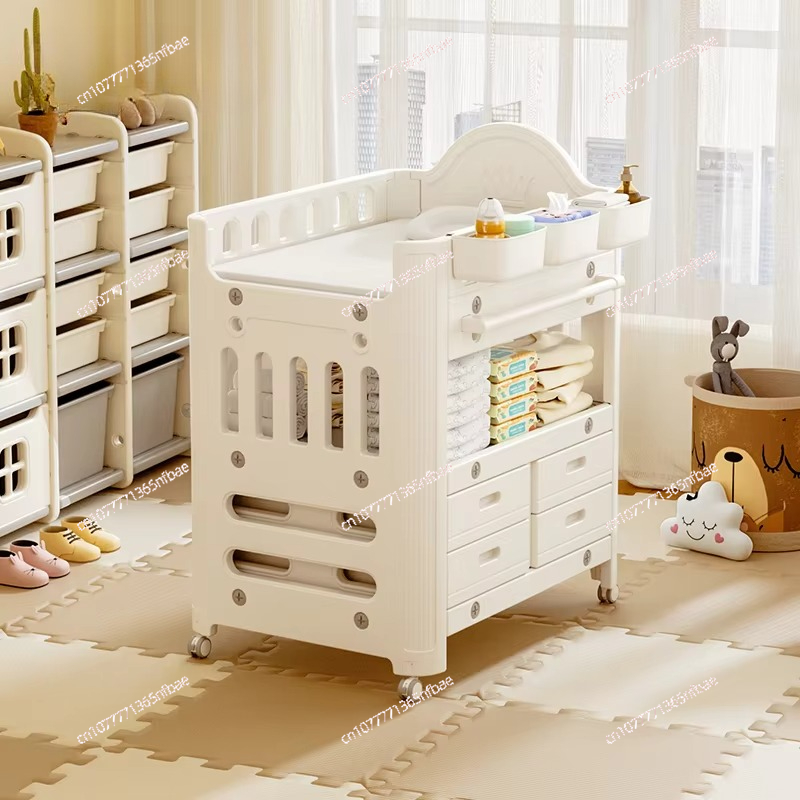Baby Products Storage Box - 2-in-1 Baby Multifunctionele Verzorgingstafel, Beige Crème